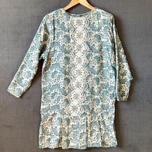 Vintage Jessica McClintock Dress Jacquard Lace-Drop Waist-Back Buttons - Size 6